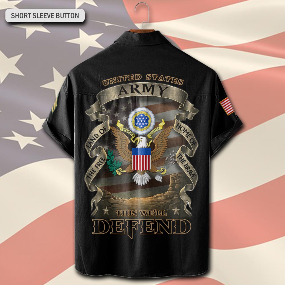US Army, Defender of Freedom - Short Sleeve Button Shirt - Image 3