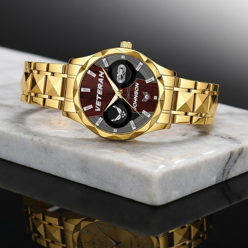 Air Force Badge, E 7 Air Force First Sergeant - Diamond-Cut Bezel Watch - Image 2