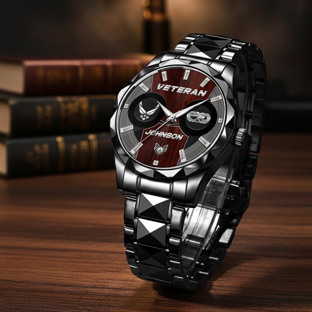 Air Force Badge, E 7 Air Force First Sergeant - Diamond-Cut Bezel Watch - Image 3