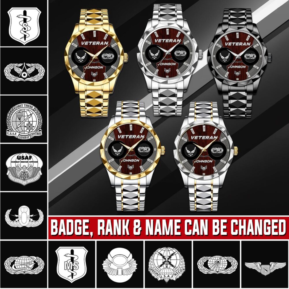 Air Force Badge, E 7 Air Force First Sergeant - Diamond-Cut Bezel Watch