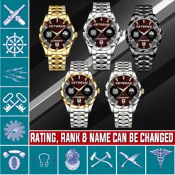 Coast Guard Rating, E 3 Red - Diamond-Cut Bezel Watch