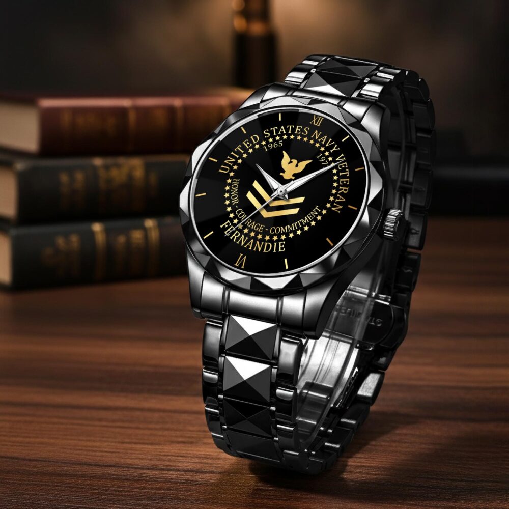 US Navy, E 6 Red - Diamond-Cut Bezel Watch - Image 3