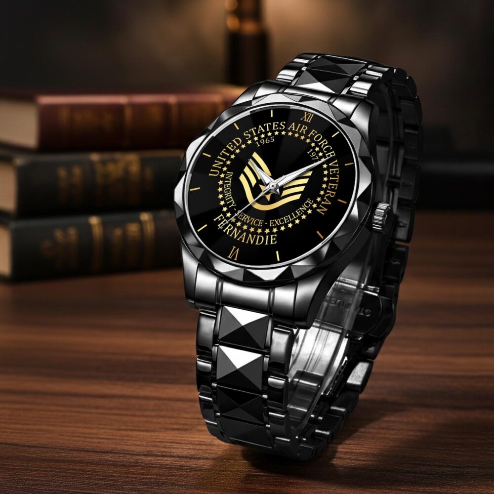 US Air Force, E 4 Air Force Sergeant - Diamond-Cut Bezel Watch - Image 3