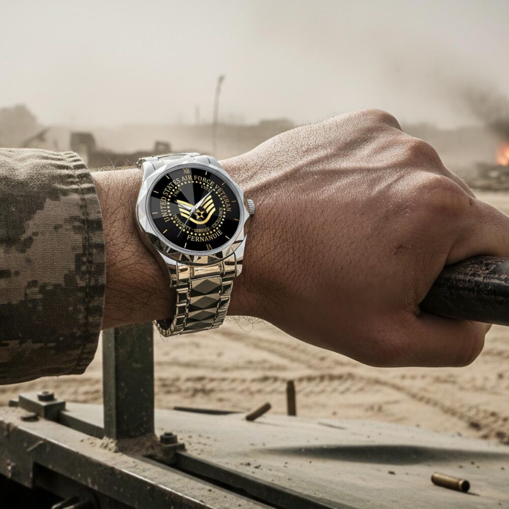 US Air Force, E 4 Air Force Sergeant - Diamond-Cut Bezel Watch - Image 4