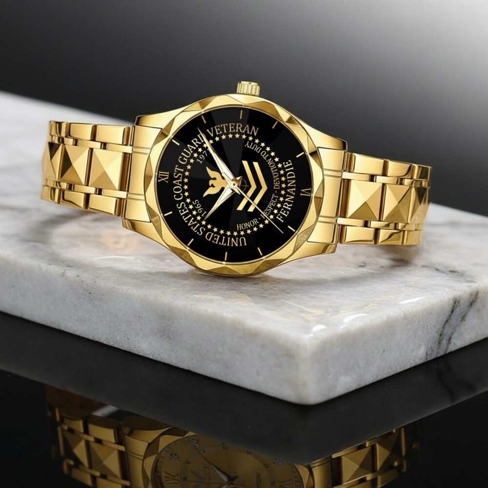 US Coast Guard, Thank a Veteran - Diamond-Cut Bezel Watch - Image 2