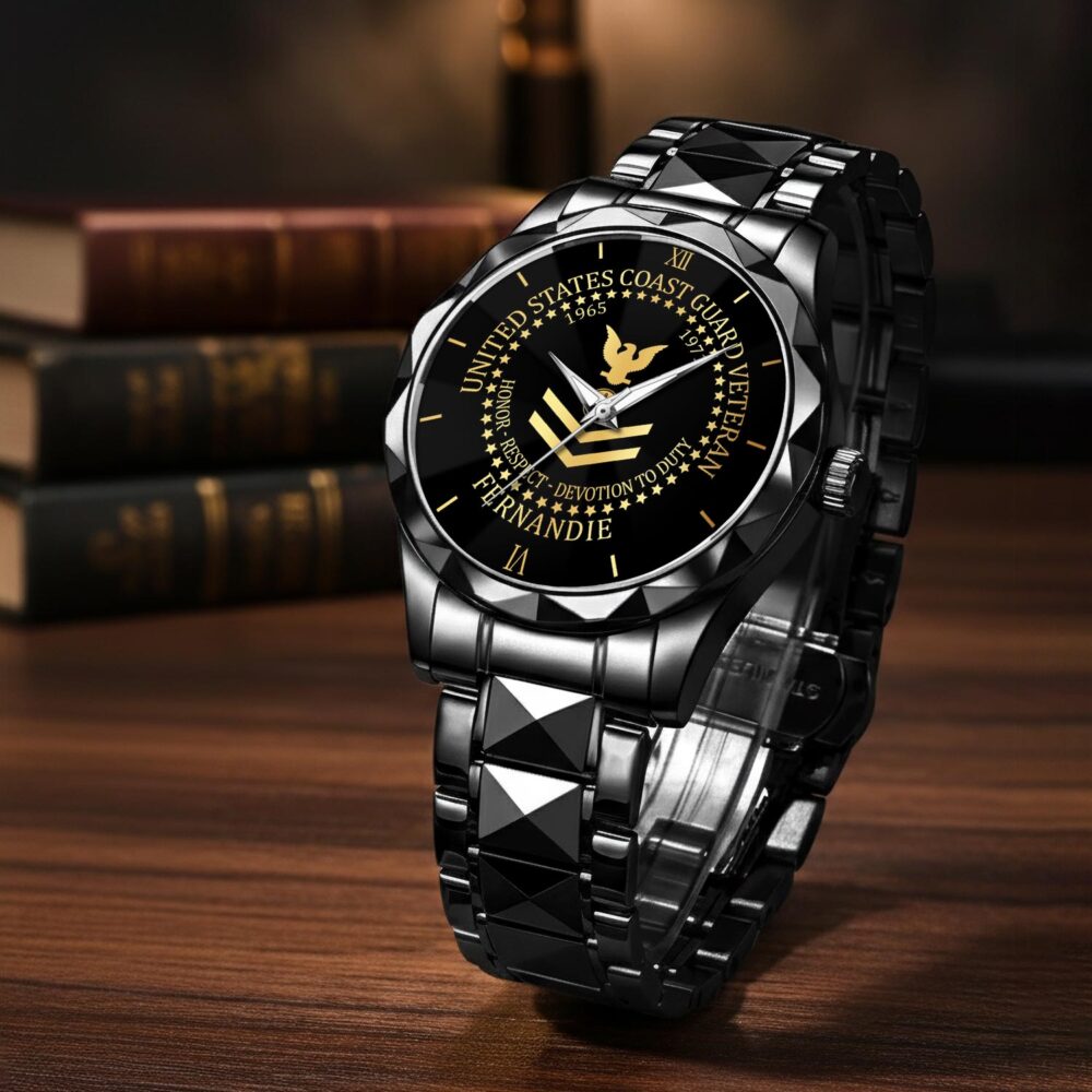 US Coast Guard, Thank a Veteran - Diamond-Cut Bezel Watch - Image 3