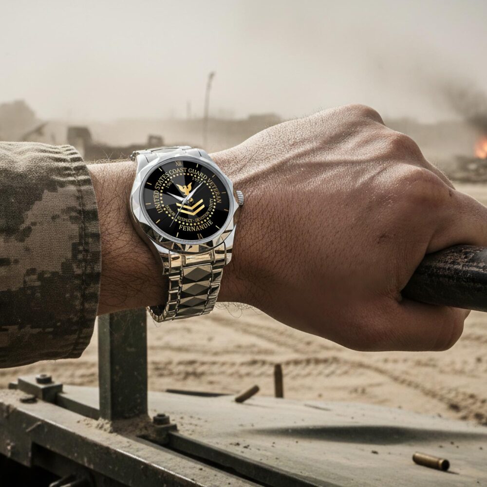 US Coast Guard, Thank a Veteran - Diamond-Cut Bezel Watch - Image 4