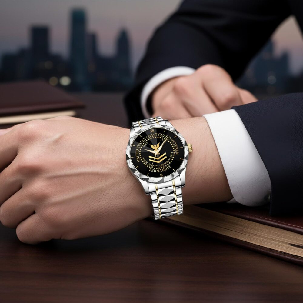 US Coast Guard, Thank a Veteran - Diamond-Cut Bezel Watch - Image 6