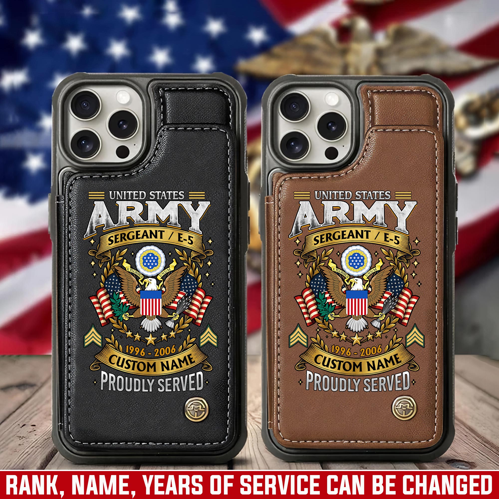 US Army, W 2 Army Chief Warrant Officer 2 - Leather Flip Phone Case