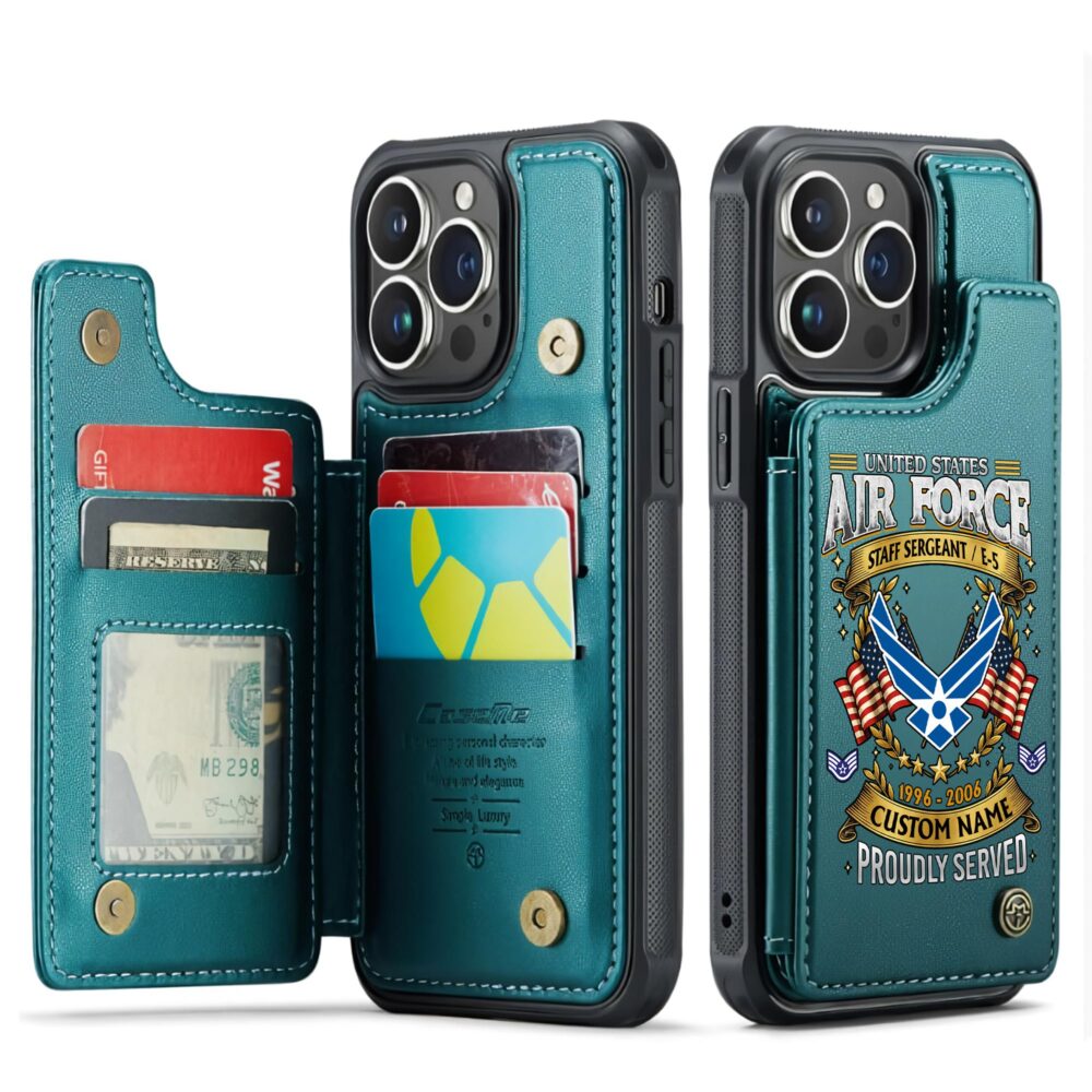 US Air Force , Proud Veteran - Leather Flip Phone Case - Image 5
