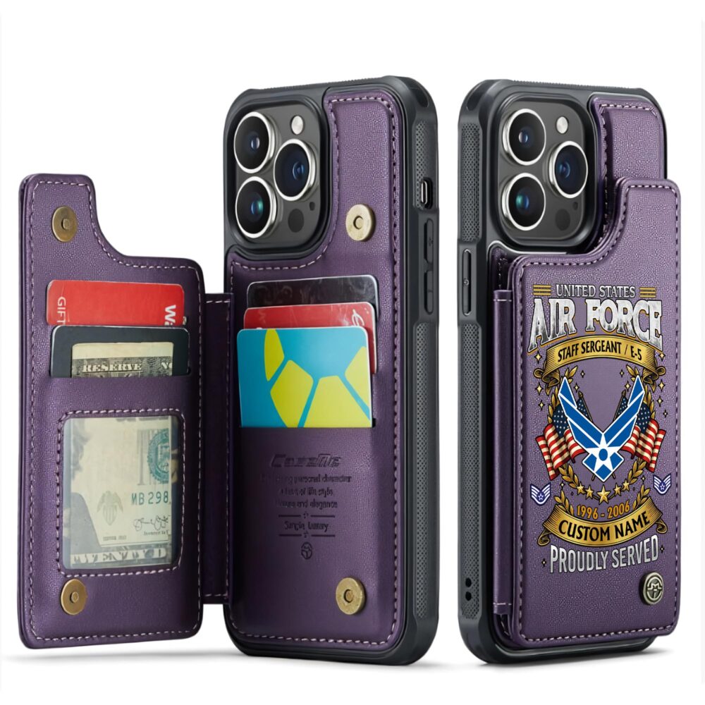 US Air Force , Proud Veteran - Leather Flip Phone Case - Image 6