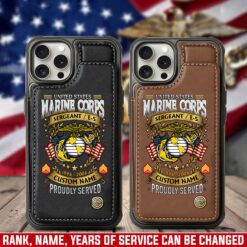 US Marine Corps, E 6 Marines Staff Sergeant - Leather Flip Phone Case
