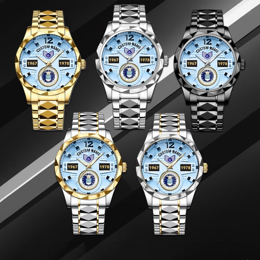 US Air Force, Land Of The Free, Because Of The Brave - Diamond-Cut Bezel Watch - Image 3