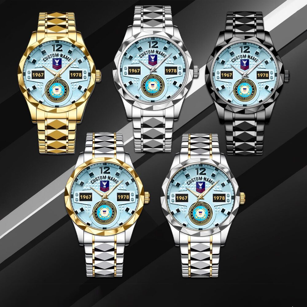 US Coast Guard, E 6 Gold - Diamond-Cut Bezel Watch - Image 3