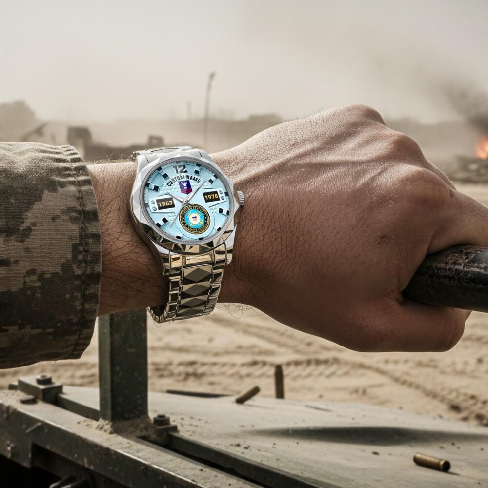 US Coast Guard, E 6 Gold - Diamond-Cut Bezel Watch - Image 4