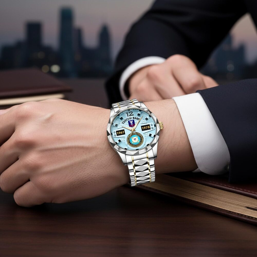 US Coast Guard, E 6 Gold - Diamond-Cut Bezel Watch - Image 6