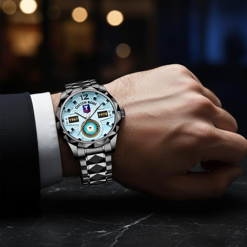 US Coast Guard, E 6 Gold - Diamond-Cut Bezel Watch - Image 8
