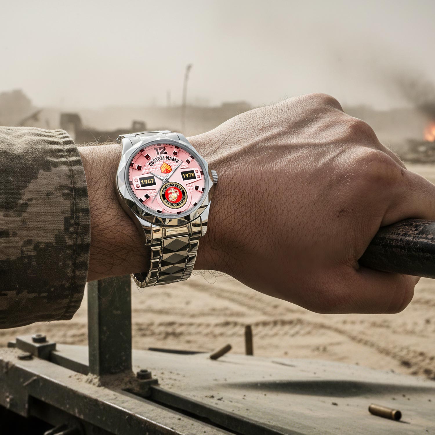 US Marine Corps, O 2 Marines First Lieutenant - Diamond-Cut Bezel Watch - Image 4
