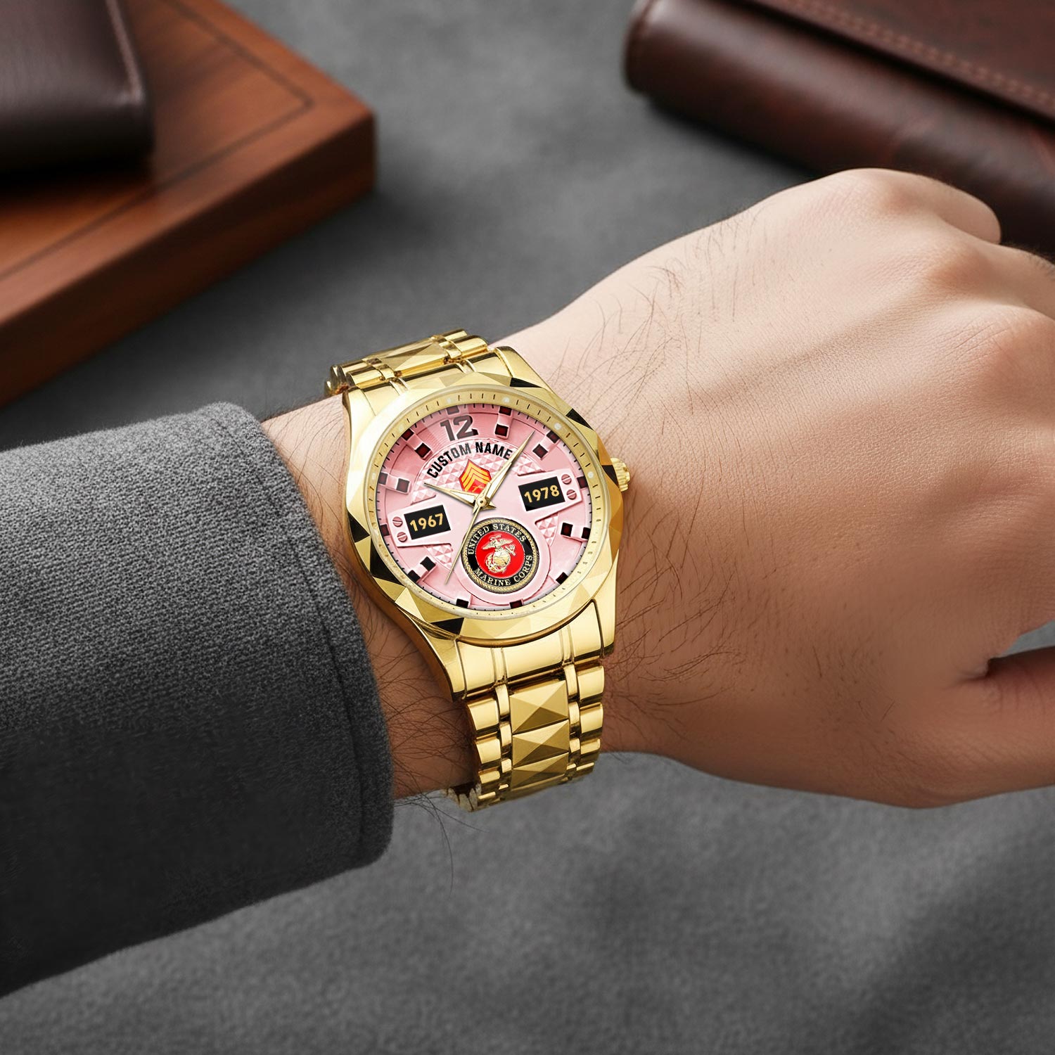 US Marine Corps, O 2 Marines First Lieutenant - Diamond-Cut Bezel Watch - Image 5