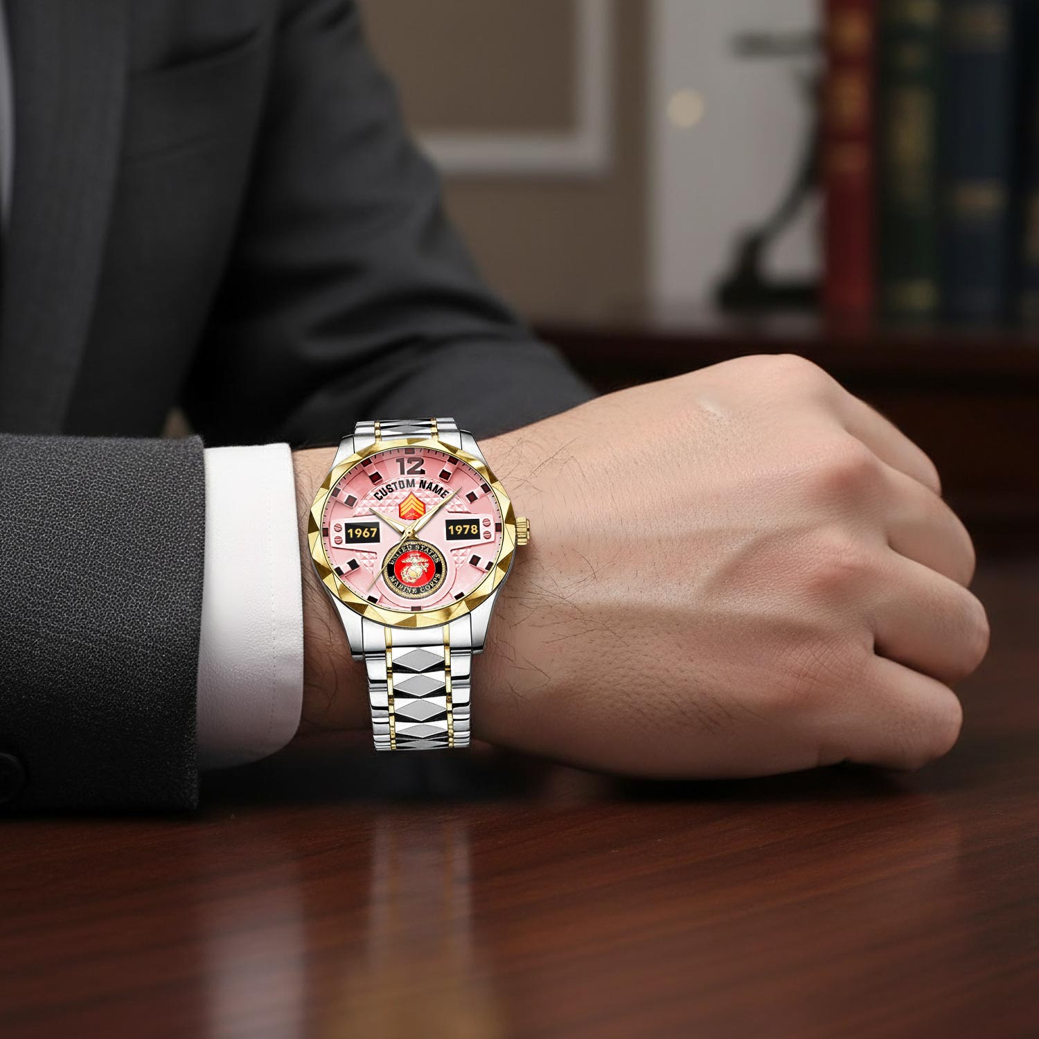 US Marine Corps, O 2 Marines First Lieutenant - Diamond-Cut Bezel Watch - Image 7