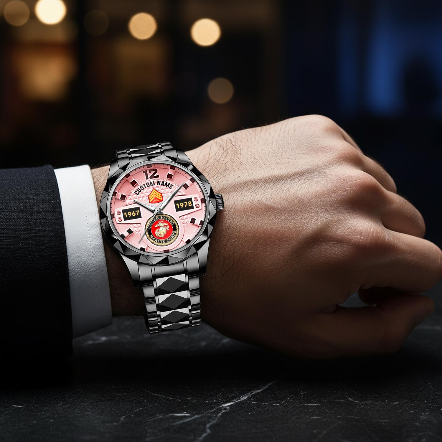 US Marine Corps, O 2 Marines First Lieutenant - Diamond-Cut Bezel Watch - Image 8