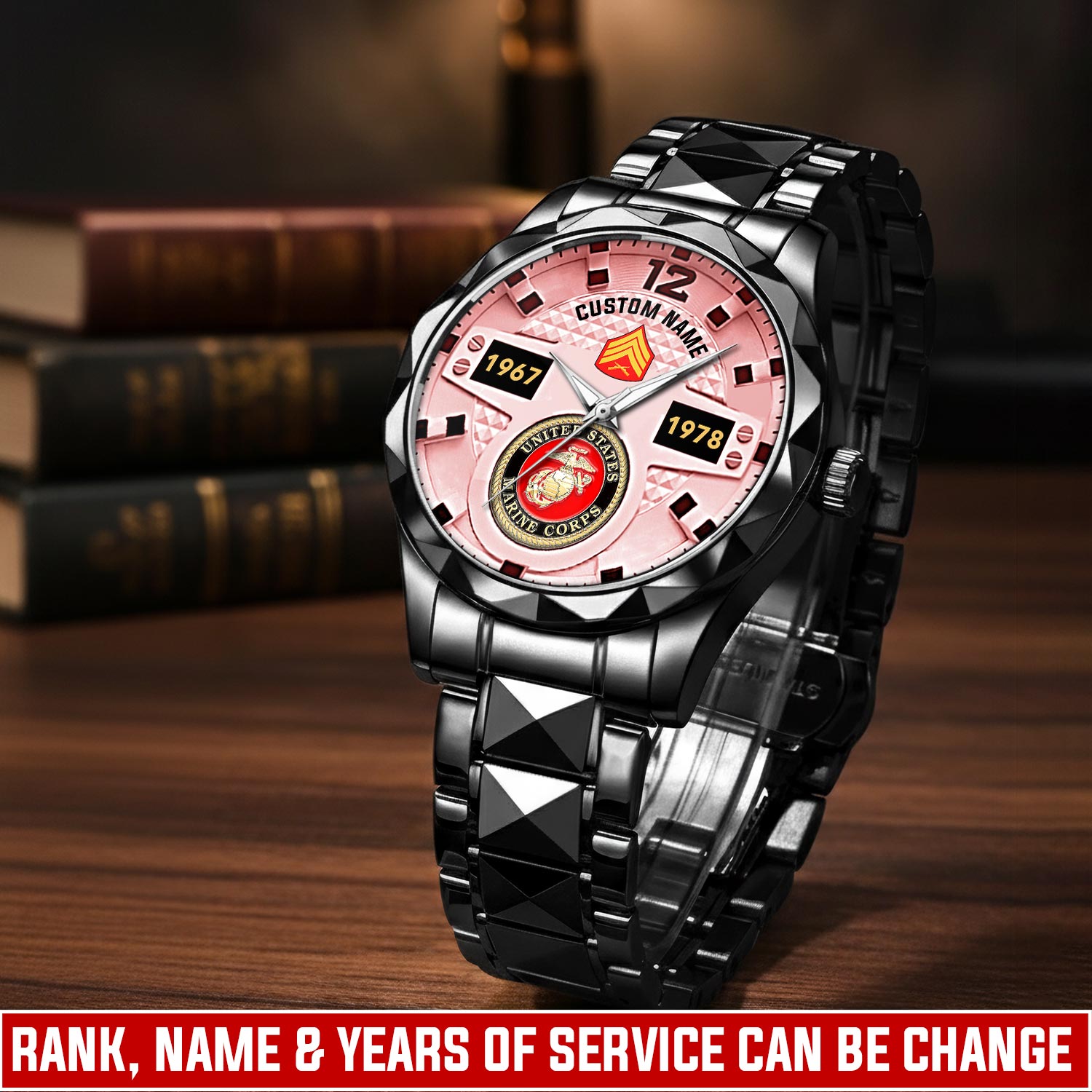 US Marine Corps, O 2 Marines First Lieutenant - Diamond-Cut Bezel Watch