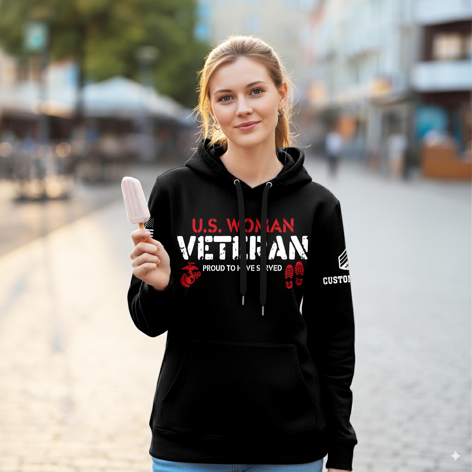 US Marine Corps, American By Birth, Veteran By Choice - Women Hoodie - Image 2