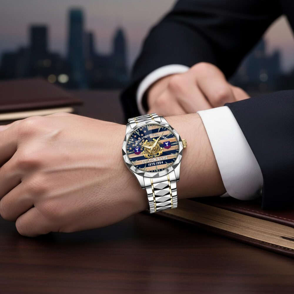 US Coast Guard, All Gave Some, Some Gave All - Diamond-Cut Bezel Watch - Image 6