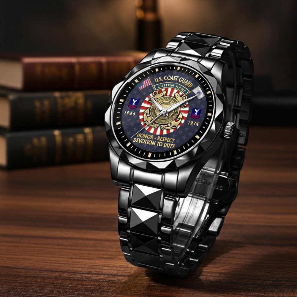 US Coast Guard, Freedom Over Fear - Diamond-Cut Bezel Watch - Image 3