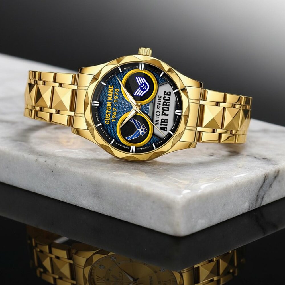 US Air Force, E 4 Air Force Sergeant - Diamond-Cut Bezel Watch - Image 2