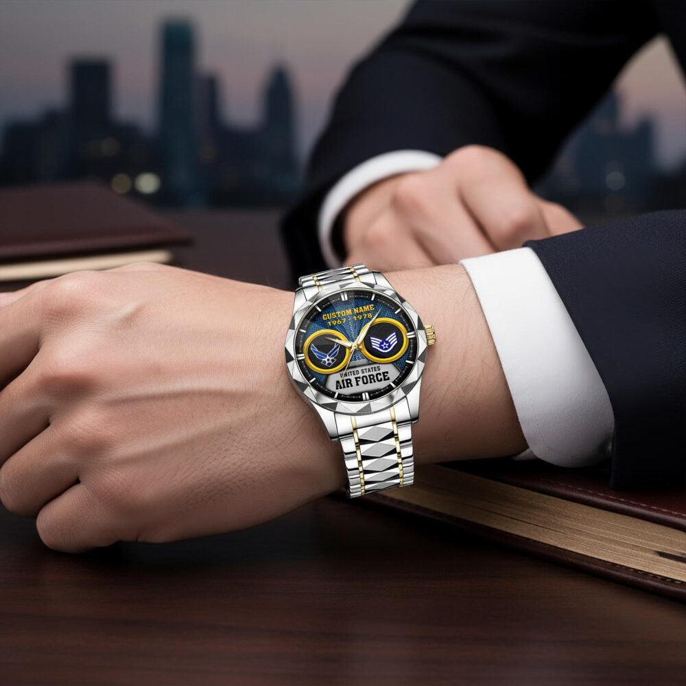 US Air Force, E 4 Air Force Sergeant - Diamond-Cut Bezel Watch - Image 6
