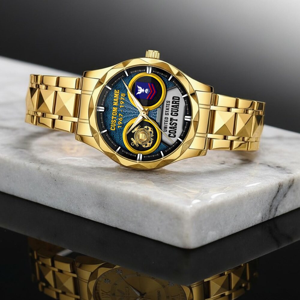 US Coast Guard, E 6 Red - Diamond-Cut Bezel Watch - Image 2