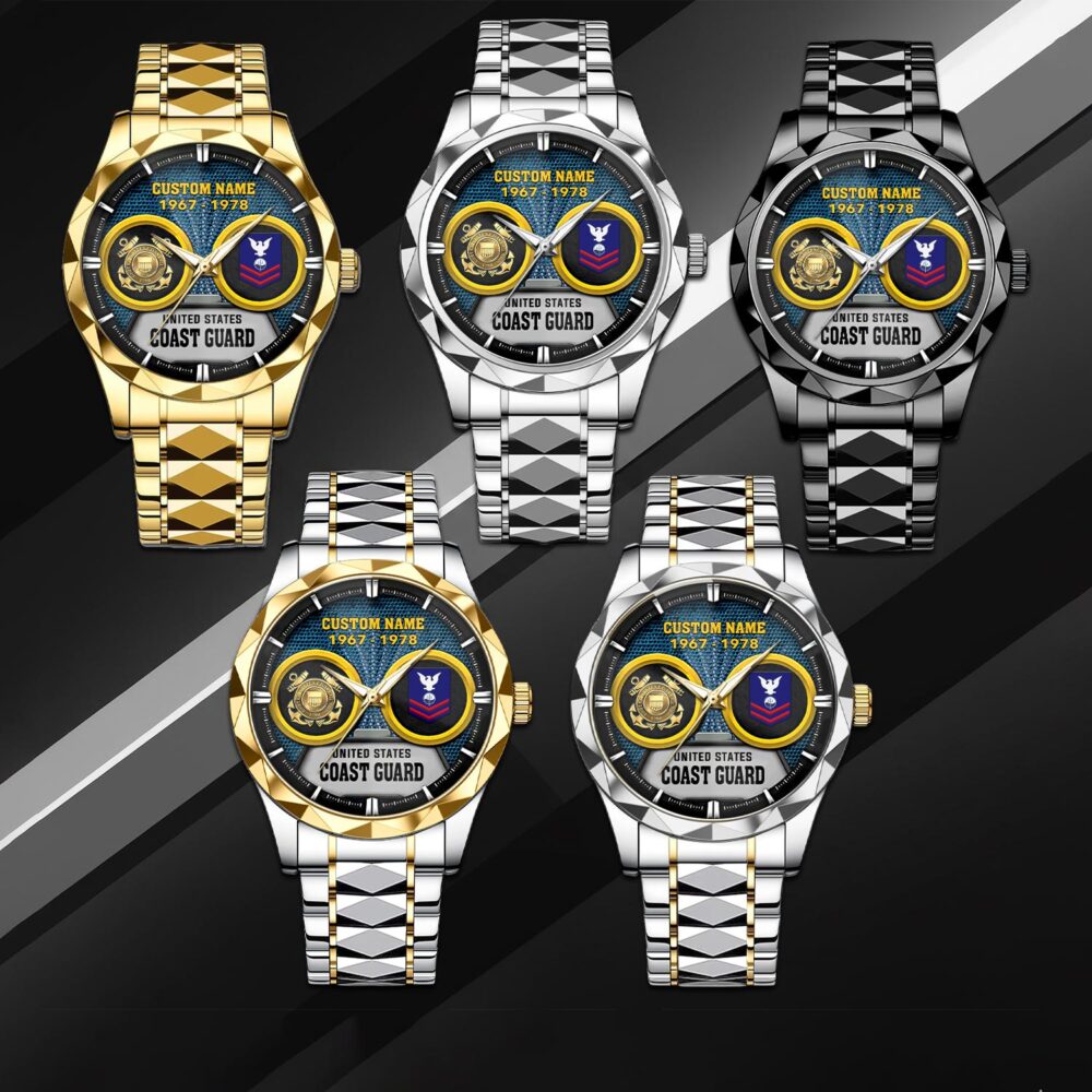 US Coast Guard, E 6 Red - Diamond-Cut Bezel Watch - Image 3