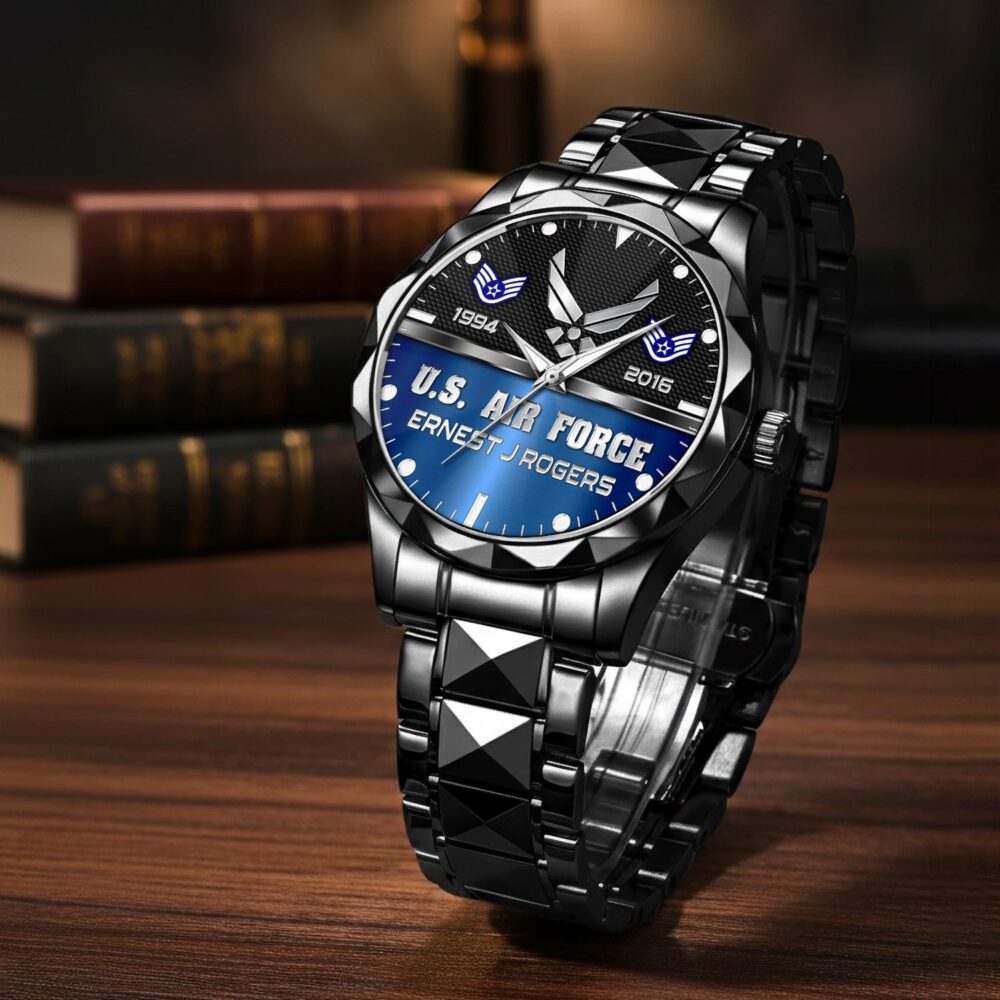 US Air Force, E 7 Air Force First Sergeant - Diamond-Cut Bezel Watch - Image 3