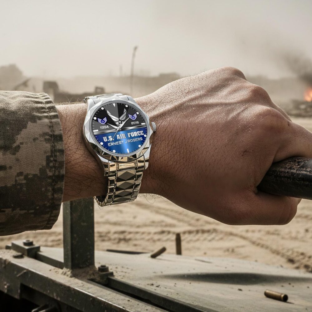 US Air Force, E 7 Air Force First Sergeant - Diamond-Cut Bezel Watch - Image 4