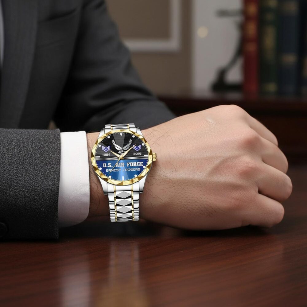 US Air Force, E 7 Air Force First Sergeant - Diamond-Cut Bezel Watch - Image 7