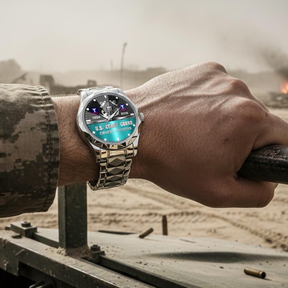 US Coast Guard, E 6 Gold - Diamond-Cut Bezel Watch - Image 4