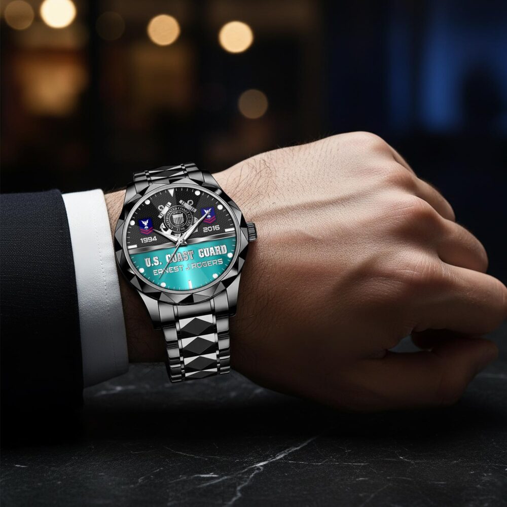 US Coast Guard, E 6 Gold - Diamond-Cut Bezel Watch - Image 8