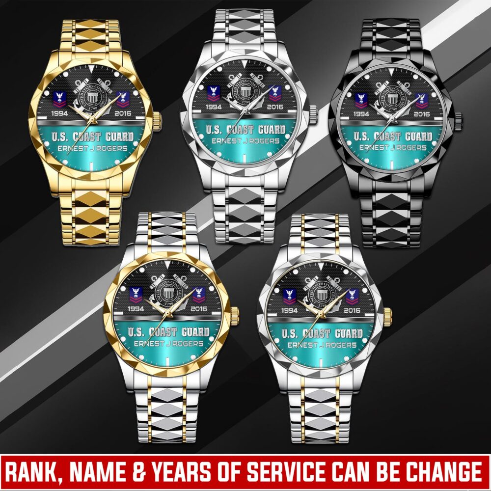 US Coast Guard, E 6 Gold - Diamond-Cut Bezel Watch