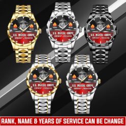 US Marine Corps, Honor, Duty, Service - Diamond-Cut Bezel Watch