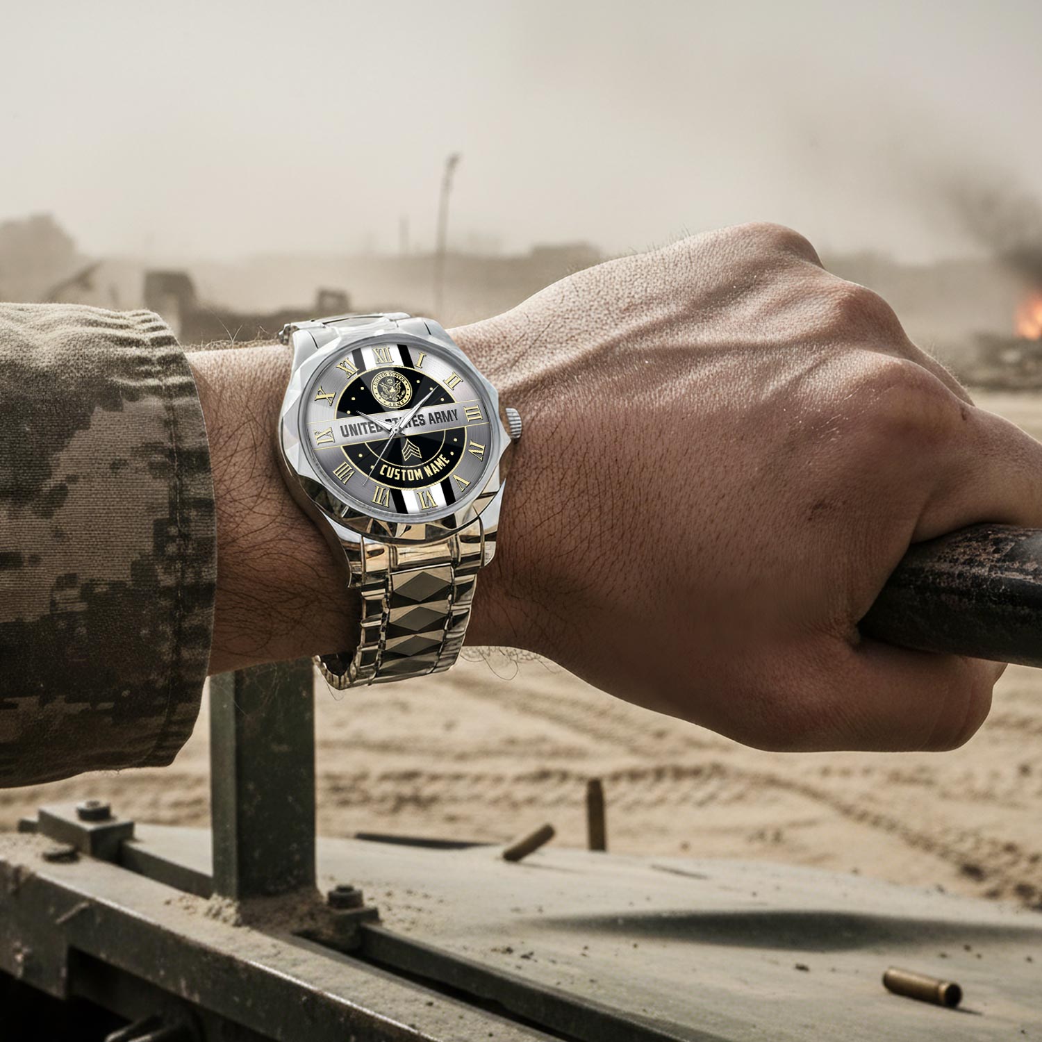US Army, O 4 Army Major - Diamond-Cut Bezel Watch - Image 4
