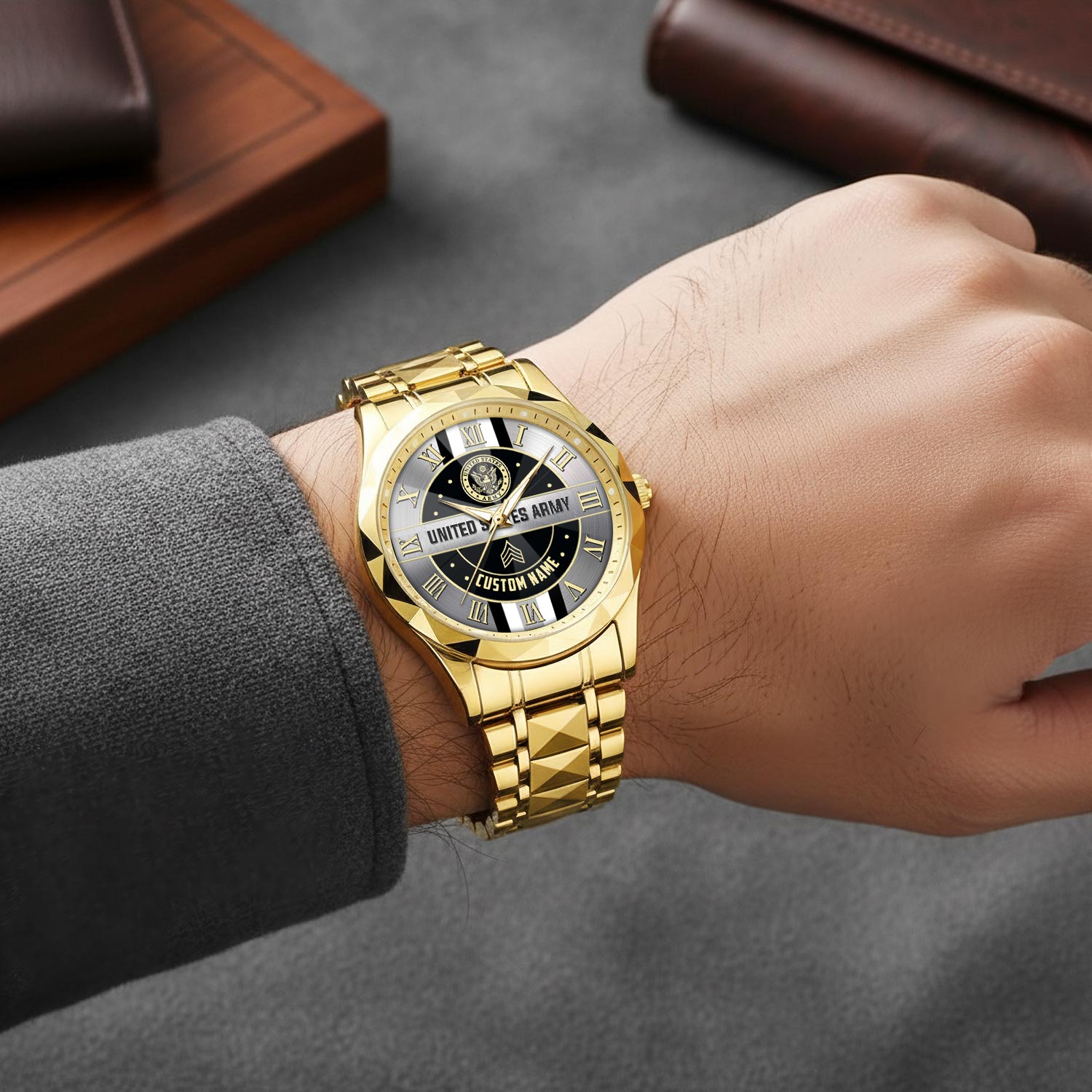 US Army, O 4 Army Major - Diamond-Cut Bezel Watch - Image 5