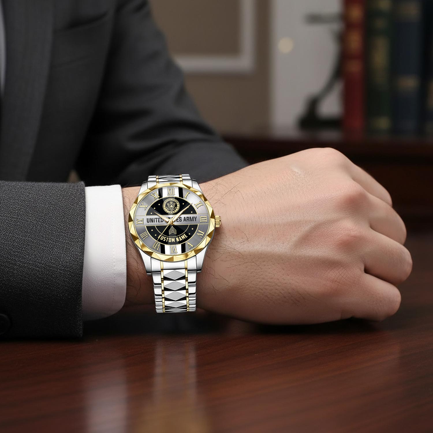 US Army, O 4 Army Major - Diamond-Cut Bezel Watch - Image 7