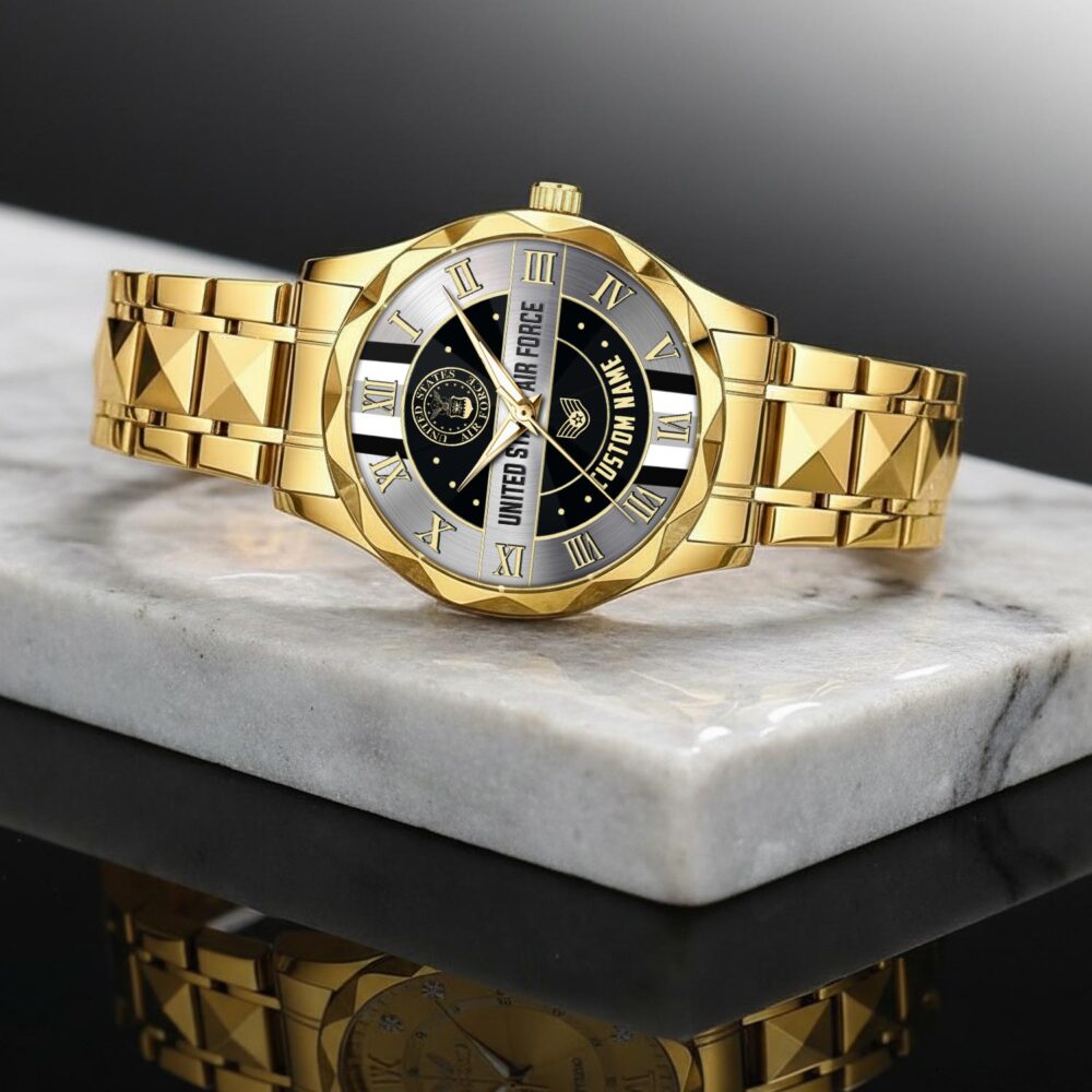 US Air Force, E 3 Air Force Airman First Class - Diamond-Cut Bezel Watch - Image 2