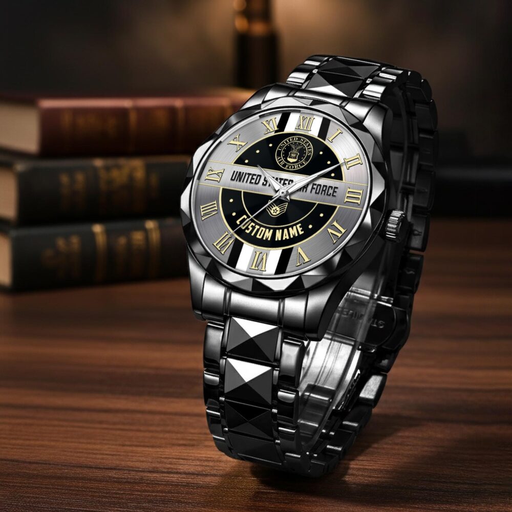 US Air Force, E 3 Air Force Airman First Class - Diamond-Cut Bezel Watch - Image 3