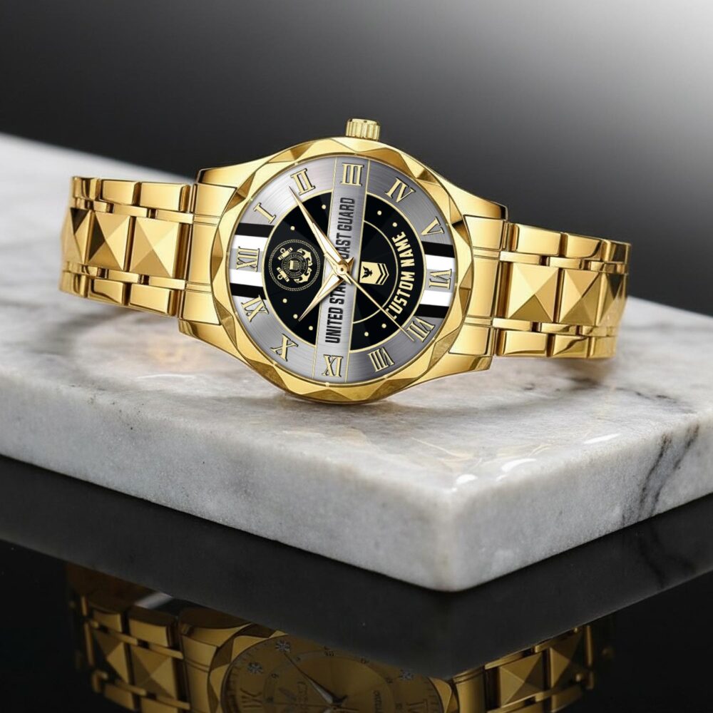 US Coast Guard, Duty, Honor, Country - Diamond-Cut Bezel Watch - Image 2