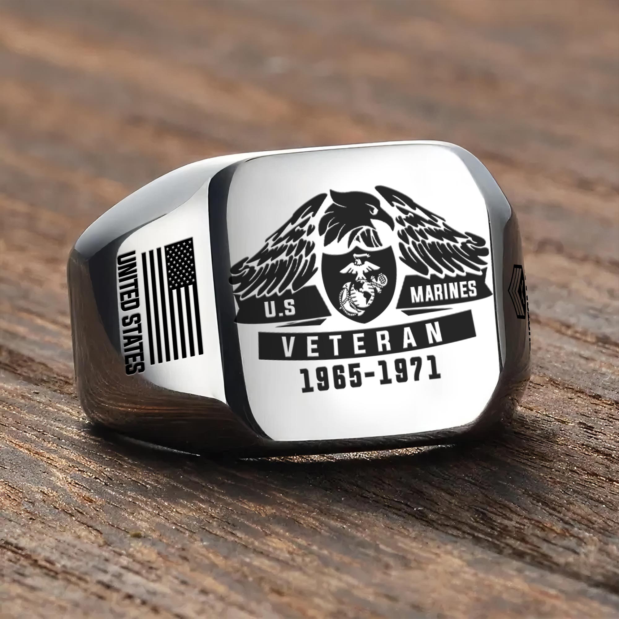 US Marine Corps, E 9 Marines Master Gunnery Sergeant - Engraved Men's Ring - Image 3