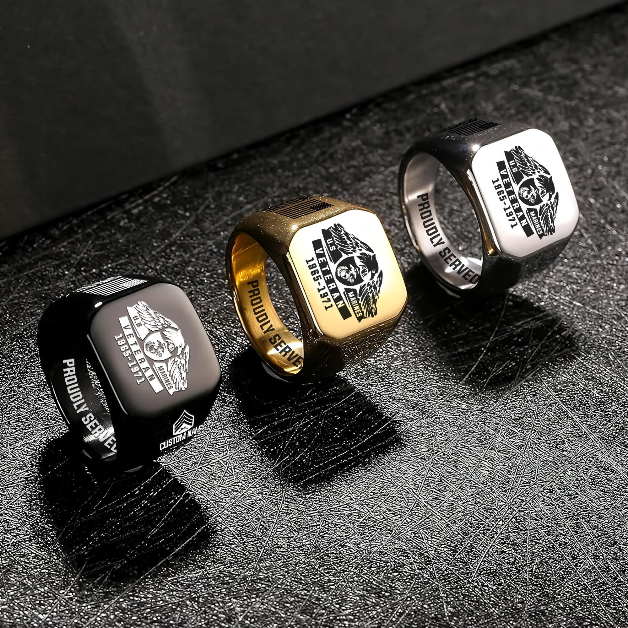 US Marine Corps, E 9 Marines Master Gunnery Sergeant - Engraved Men's Ring - Image 7