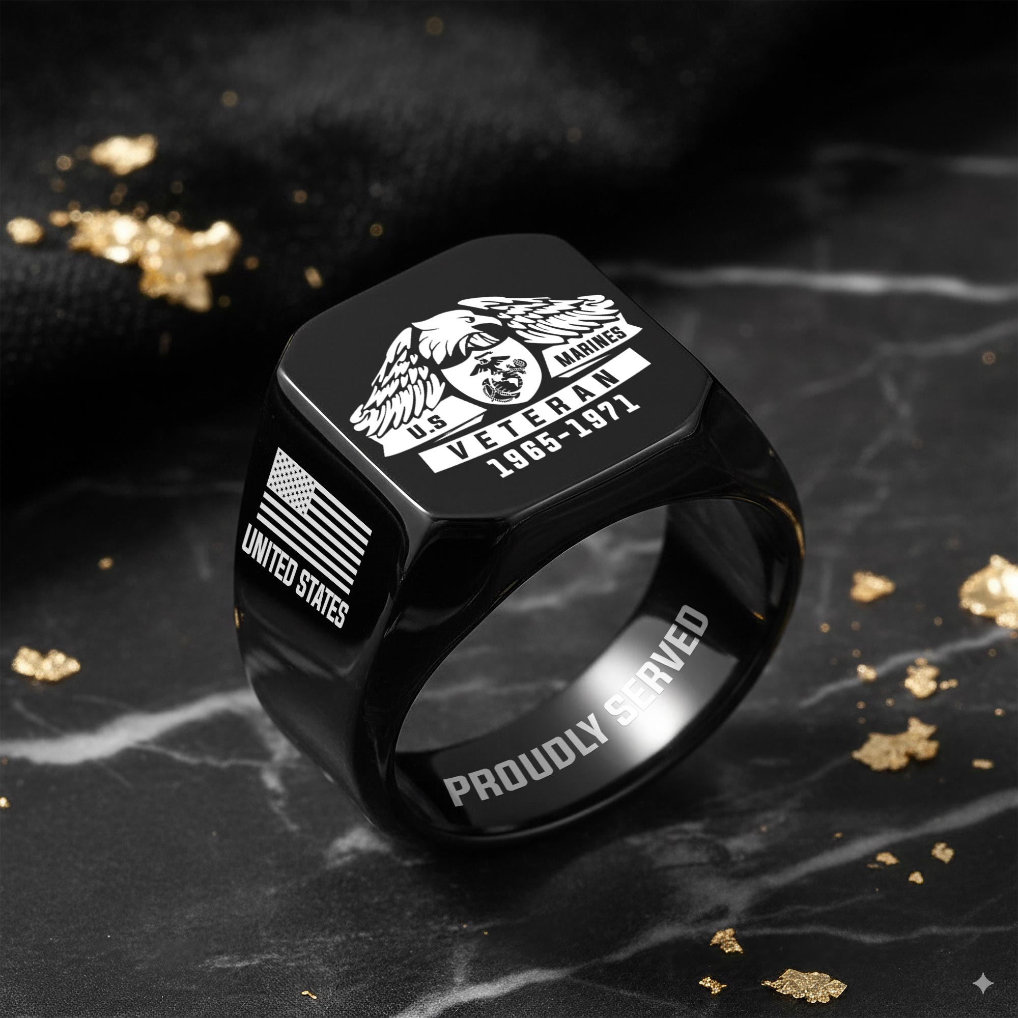 US Marine Corps, E 9 Marines Master Gunnery Sergeant - Engraved Men's Ring - Image 8