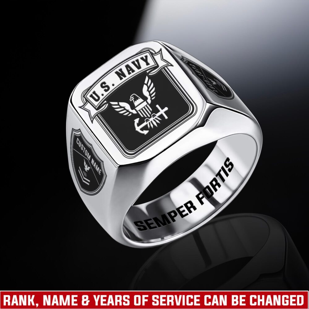 US Navy, E 8 Gold - Engraved Men's Ring